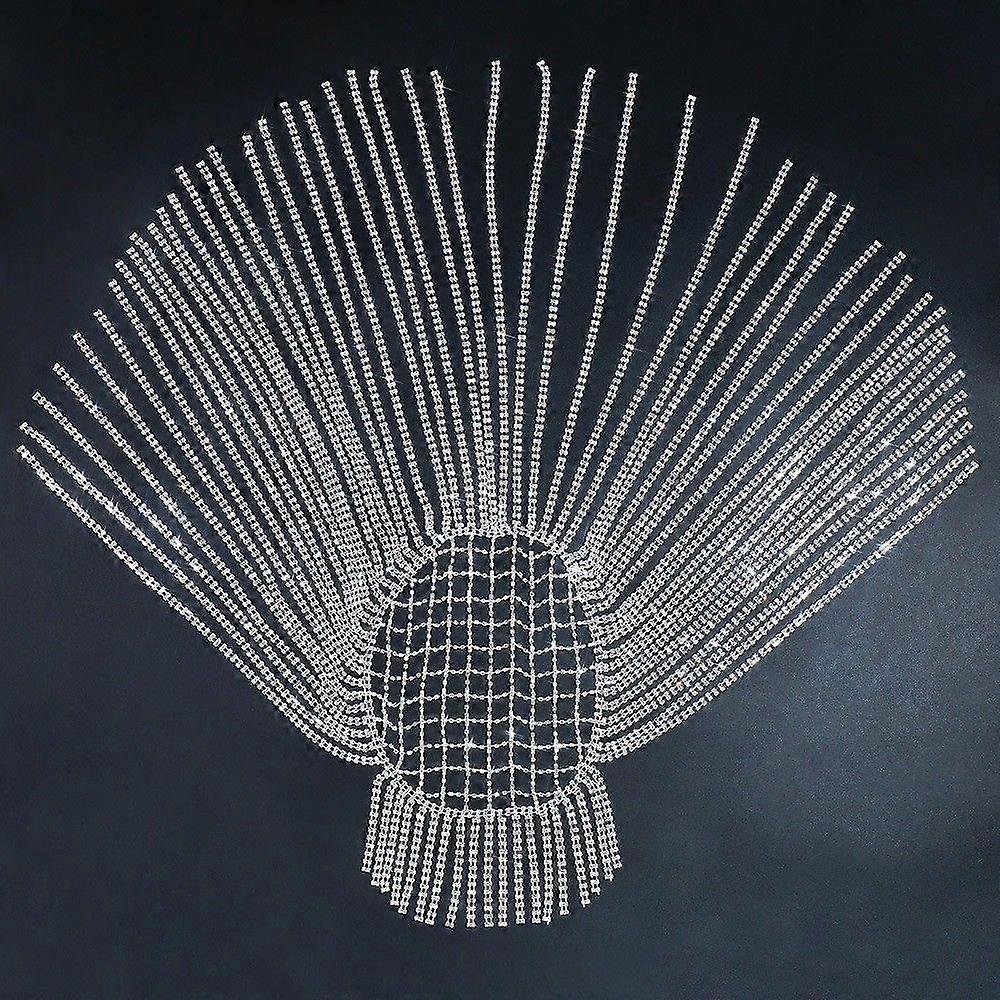 Corrente de cabelo com borla de strass, personalidade exagerada, longa, cheia de diamantes, moderna