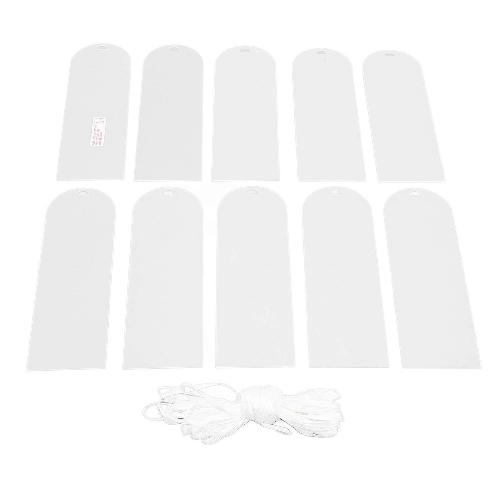 11 Pcs Clear Rectangular Acrylic Place Cards 15x5cm with White Ribbon