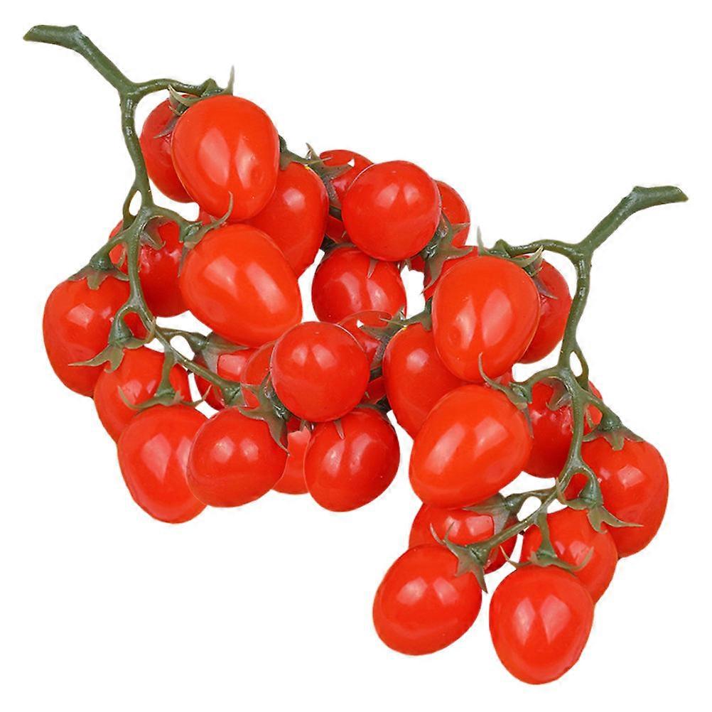 Fake Cherry Tomatoes Foam Fruit for Decoration 2Pcs Realistic Red Model
