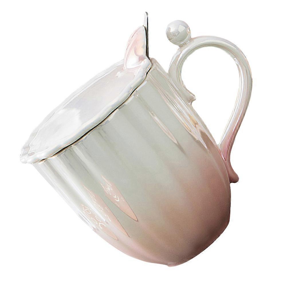 Lidded Drinking Mug Ceramic Tea Mug with Easy Clean Design in Pink for Storage