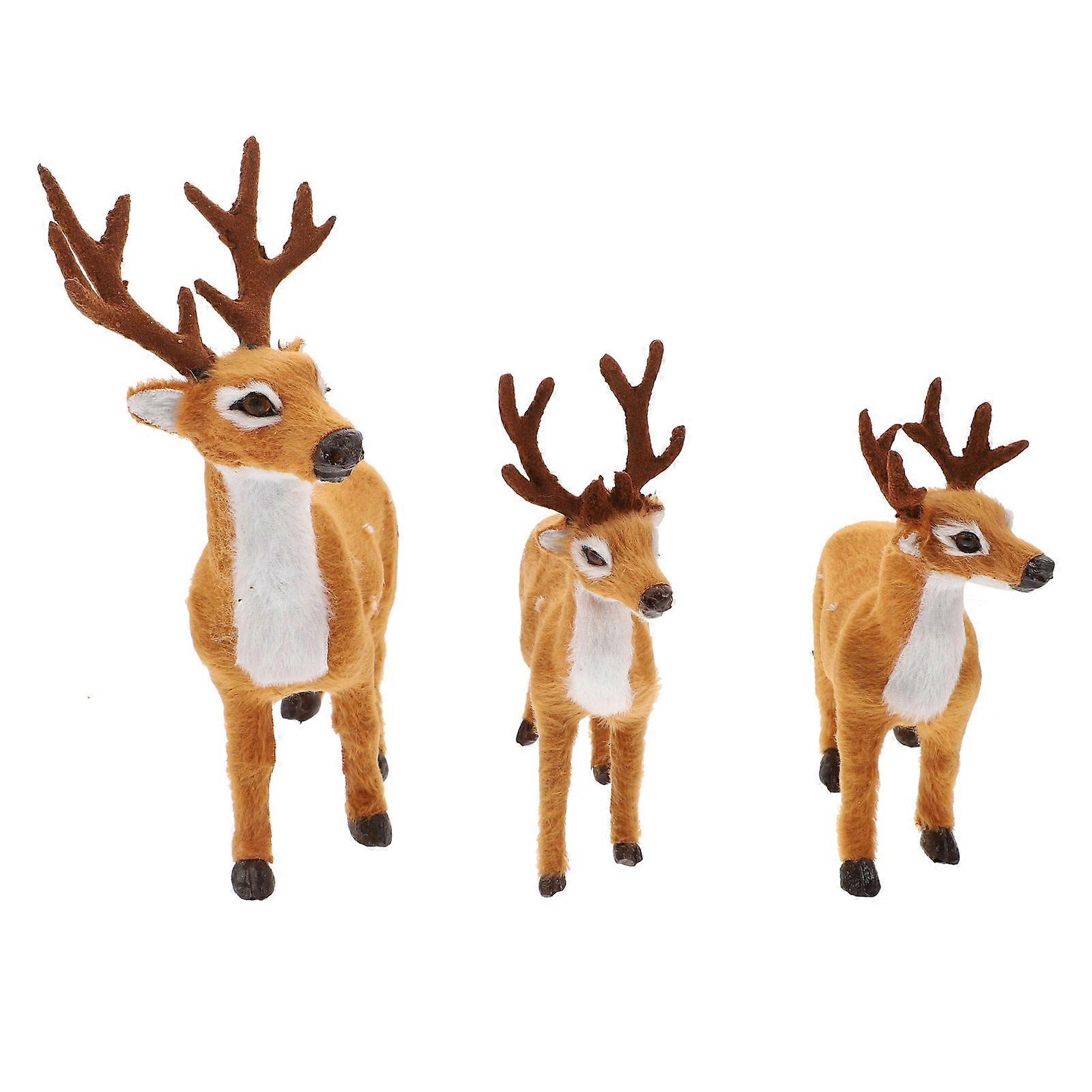 Simulation Deer Ornament Brown Elk Adornment for Xmas 6Pcs Decor