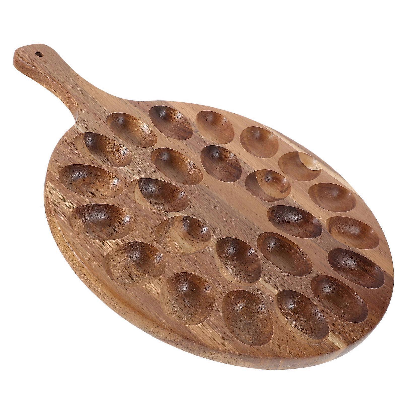 Chicken Egg Tray Wooden Deviled Egg Holder for Home Use 3Pcs Set
