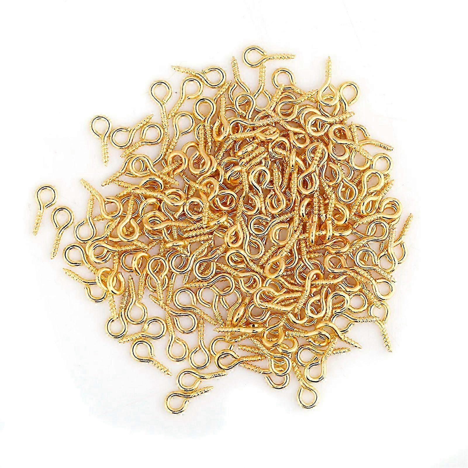 200-Piece Gold Alloy Eye Pins for Jewellery Making, Screw Eye Hooks for UK Crafting and DIY Projects