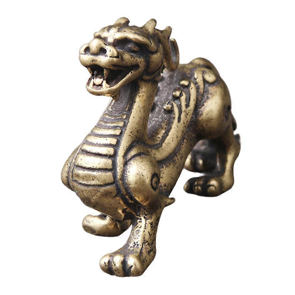 Brass Solid Kylin Table Ornament for Tea Pet Decor 3Pcs