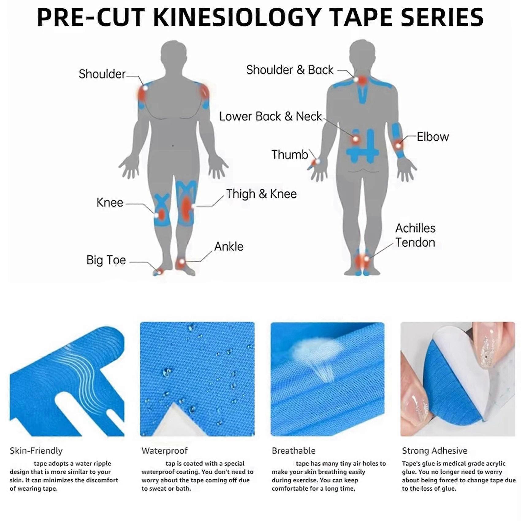 20PCS Kinesiology Tape for Knees,Waterproof & Elastic,Breathable Knee Tape,Athletic Tape Provide Support Blue