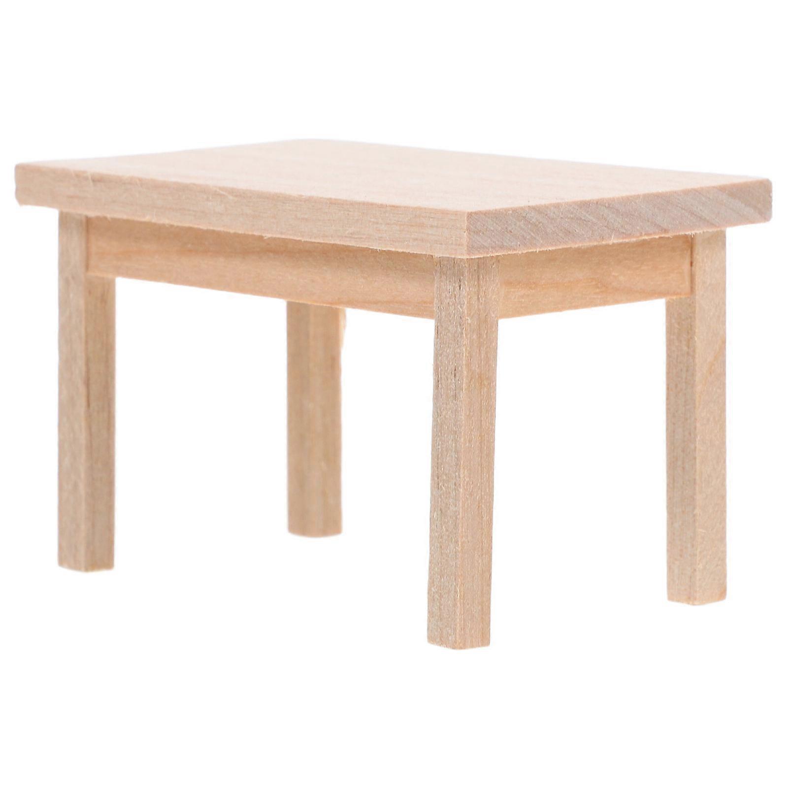 Miniature Side Table Doll House Table for Decor 3Pcs Light Yellow Wood