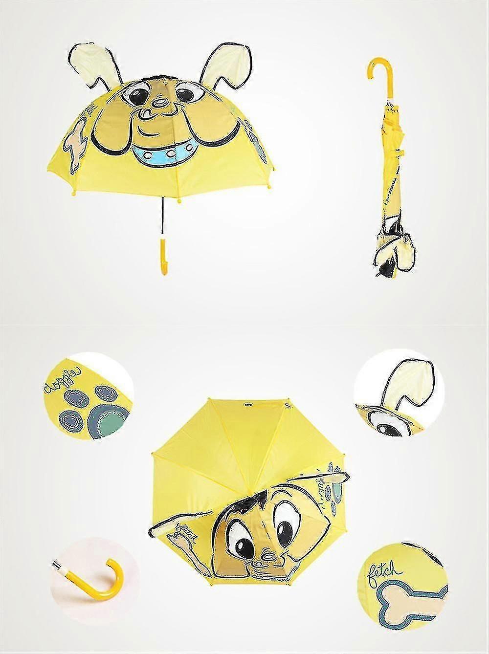 Ombrello a forma di animale con manici curvi per bambini, orecchie di animale, wz