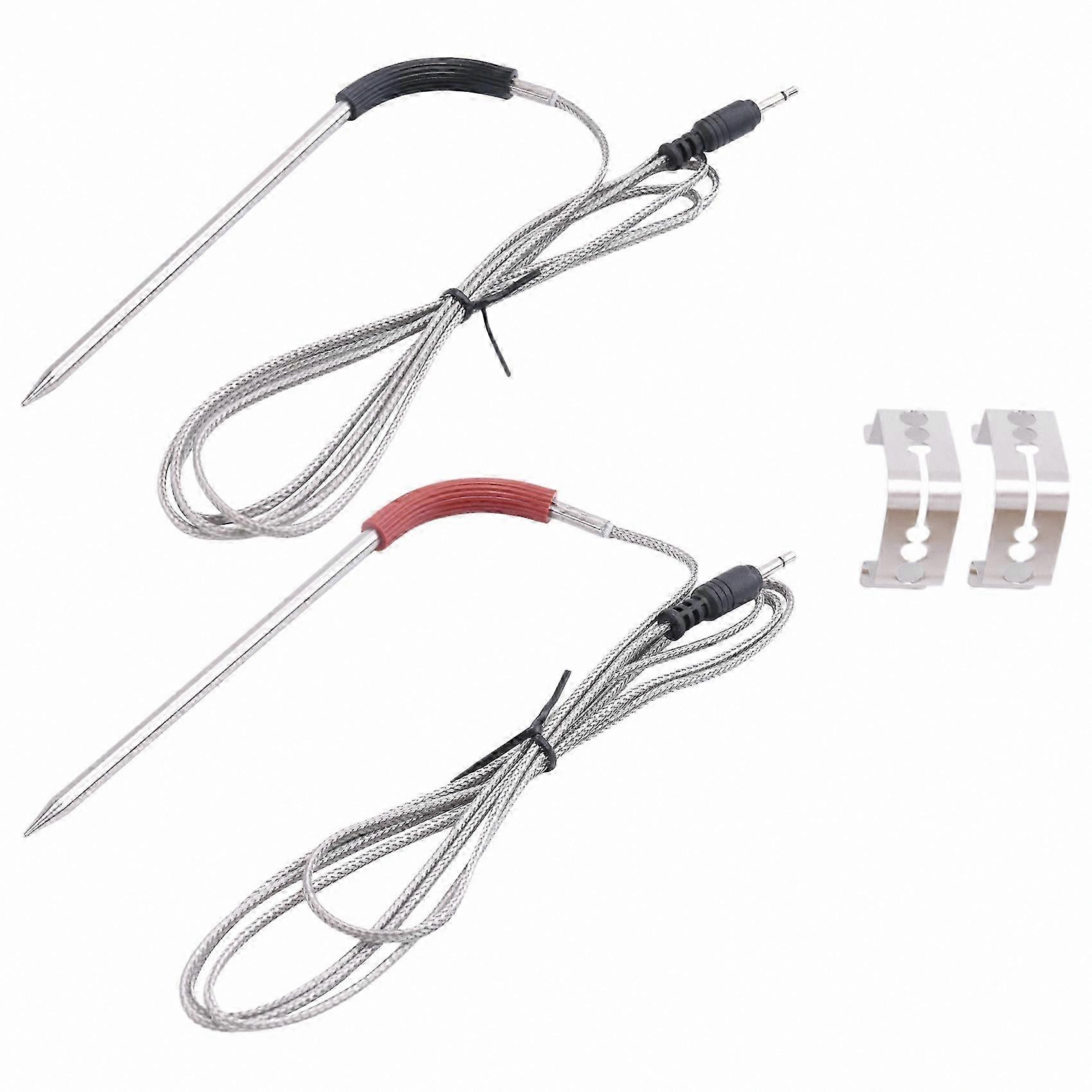 2-Pack Meat Thermometer Probes with Clip for Grills and Smokers, Replacement Temperature Sensors for Cooking