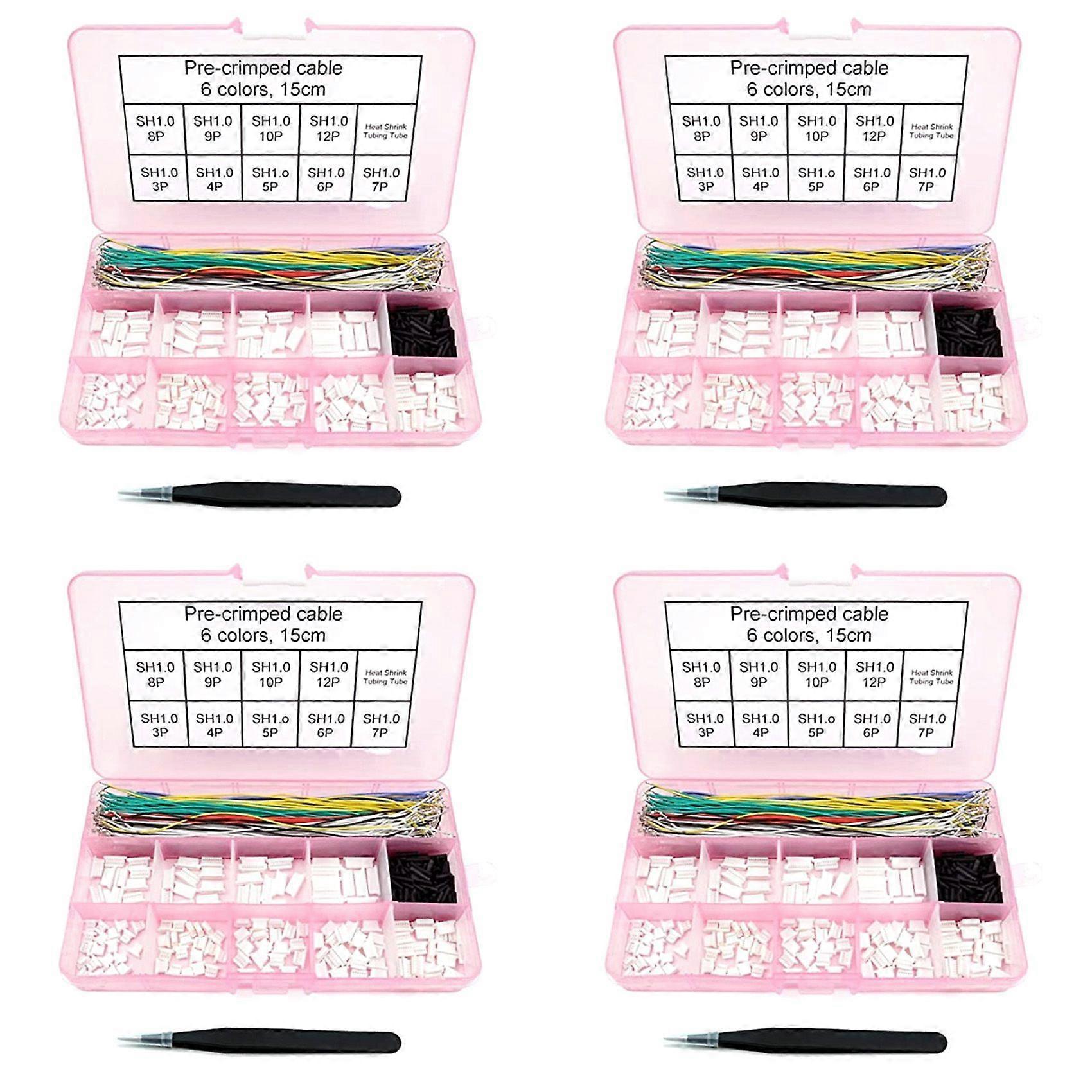 4X SH1.0 Connectors and Pre-Crimped Cables SH1.0mm for FPV Drone Flight Controller 15cm Wire