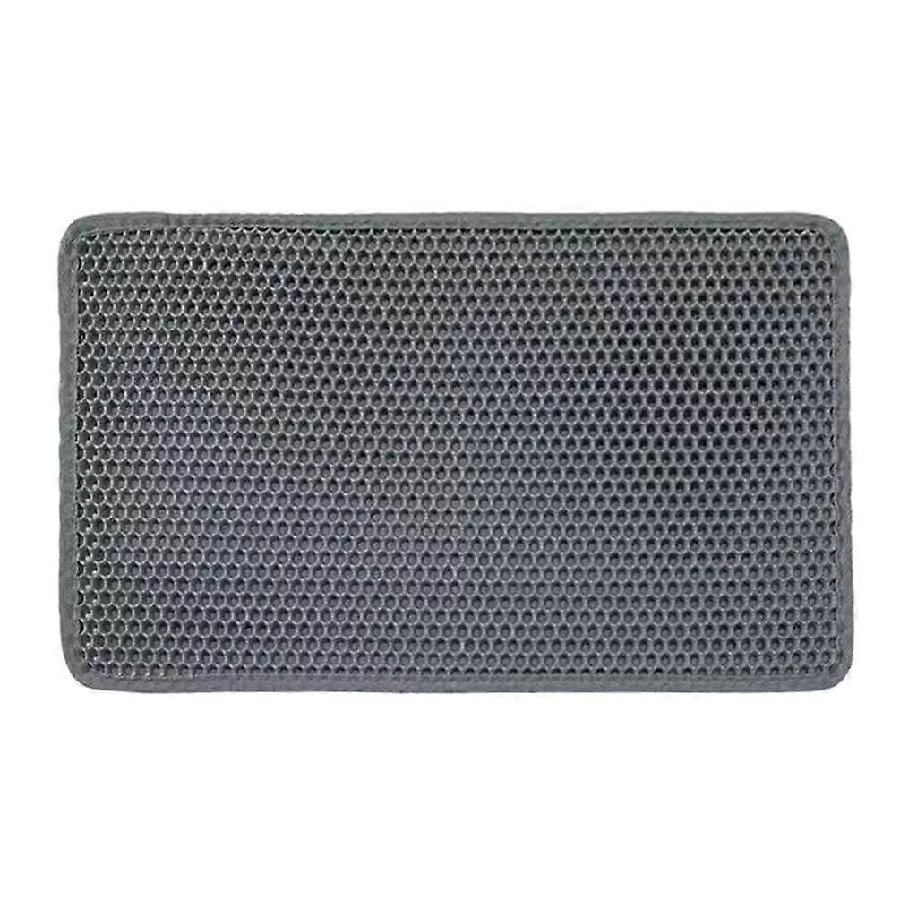 Cat Litter Mat Double Layer Washable Trapping Mat Scatter Control Under Litter Box Gray
