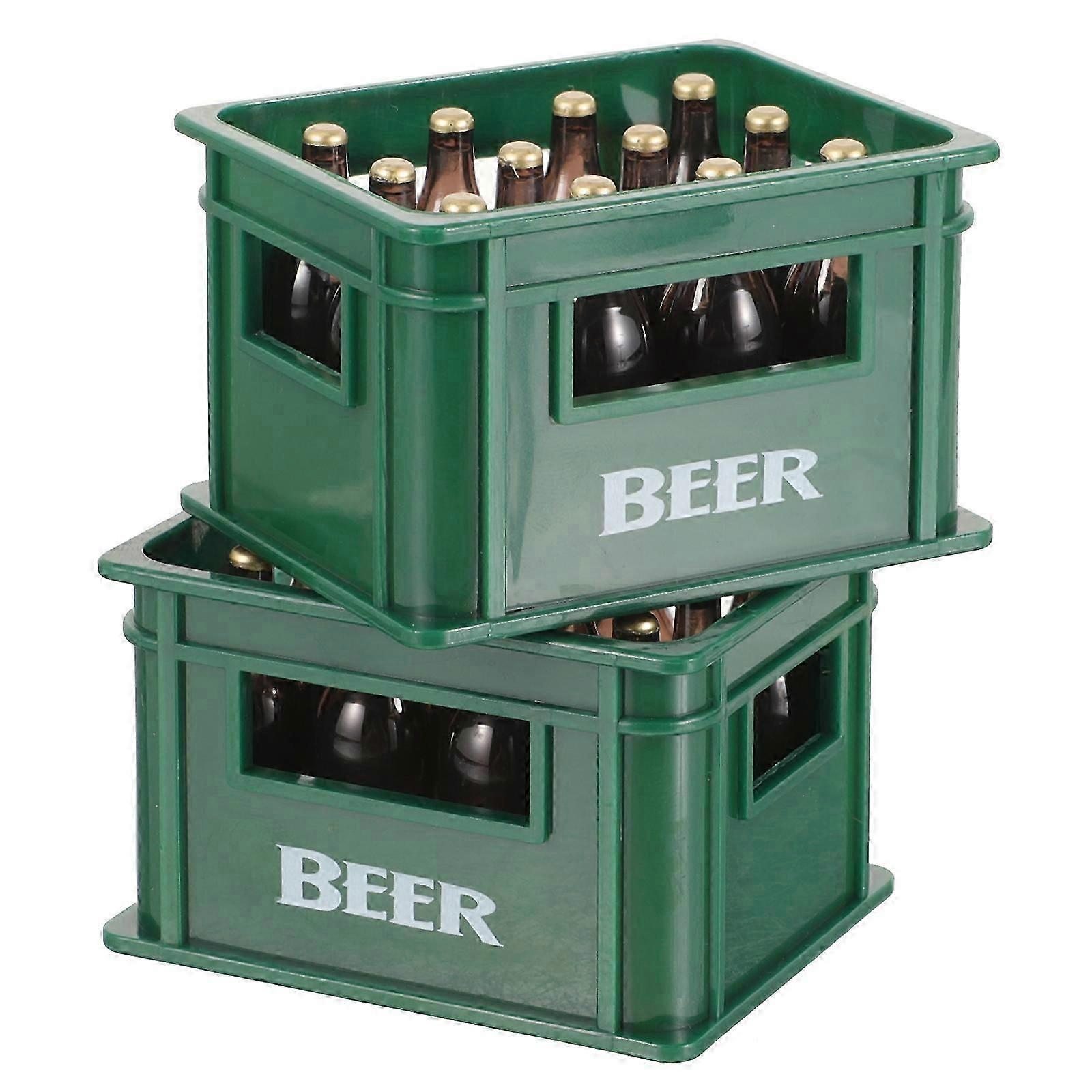 2 Sets Mini House Ornaments Plastic Wine Crate and Wine Bottle Modeling Tiny House Decor