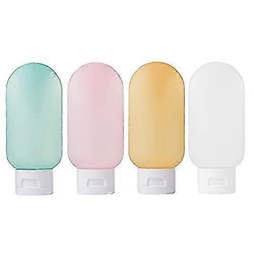 Travel Bottle, 4 Pcs Leak Proof Refillable Squeezable Containers Set (60 Ml) For Liquid Shampoos, Soap And Toiletries. (multicolor)