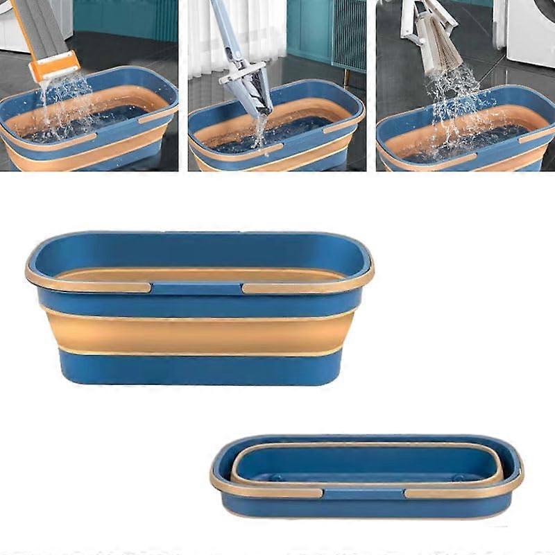 Flat Floor Magic Mop 360 Degree Rotating, SelfWringing Floor Mop With Bucket Set, Blue, Includes 4 Replacement Pads