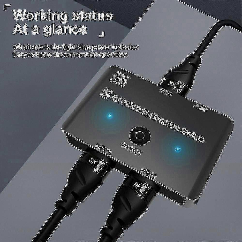High-Speed 8K HDMI-Compatible 2.1 Bi-Directional Switch with 1 In 2 Out and 2 In 1 Out Capability for Gaming Consoles at 8K@60Hz and 4K@120H