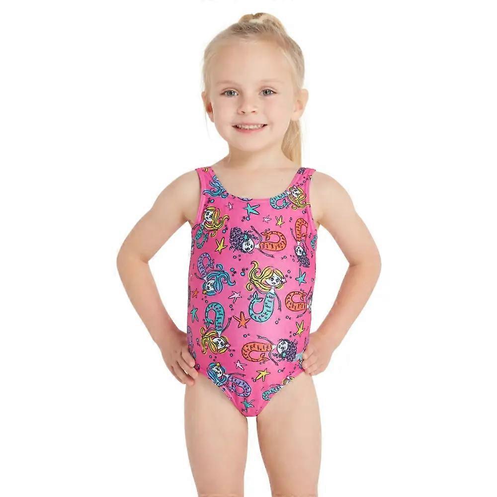 Zoggs Tots Girls Merry Maiden Scoopback 泳衣 - 粉色/多色