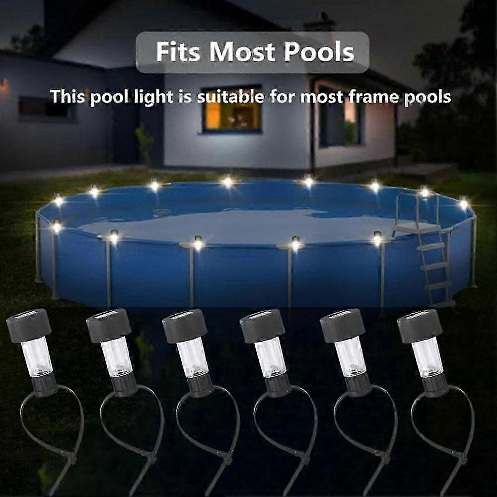 Above ground pool enclosure lights - 6 pcs solar framed pool lighting
