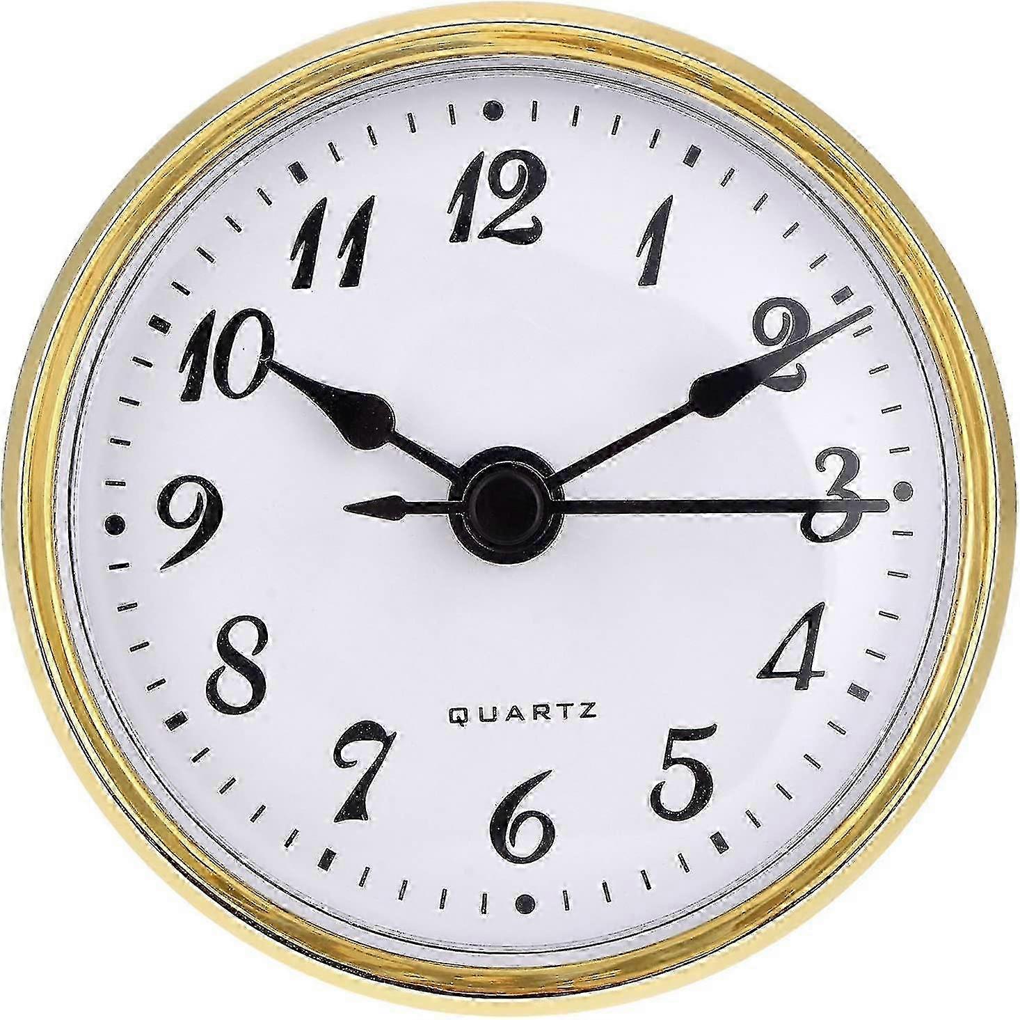 Gold Trim 70mm Quartz Clock Insert with Arabic Numerals -