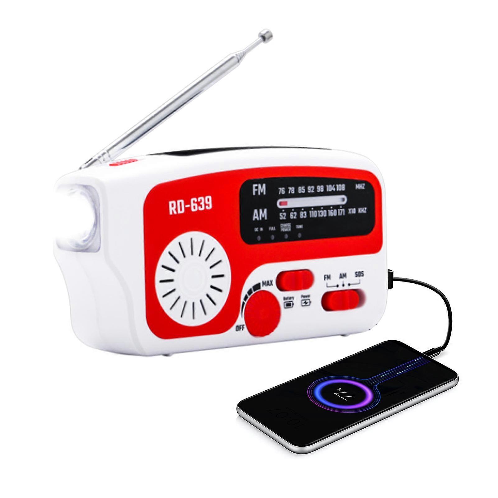 Rádio de manivela com AM/FM e lanterna LED para sobrevivência