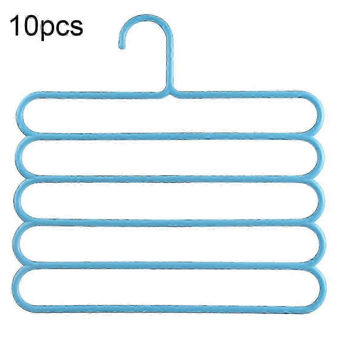 10pcs Multi-function 5 Layers Pants Scarf Silk Tie Plastic Clothes Hangers(Blue)