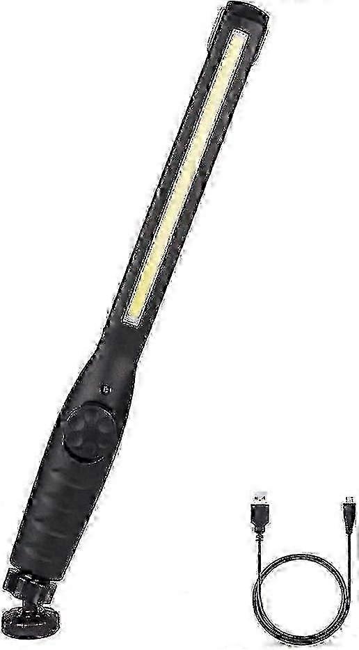 Work light rechargeable COB work light, slim USB inspection light LED work light with rotary switch and 360 rotating magnetic base and hook for a
