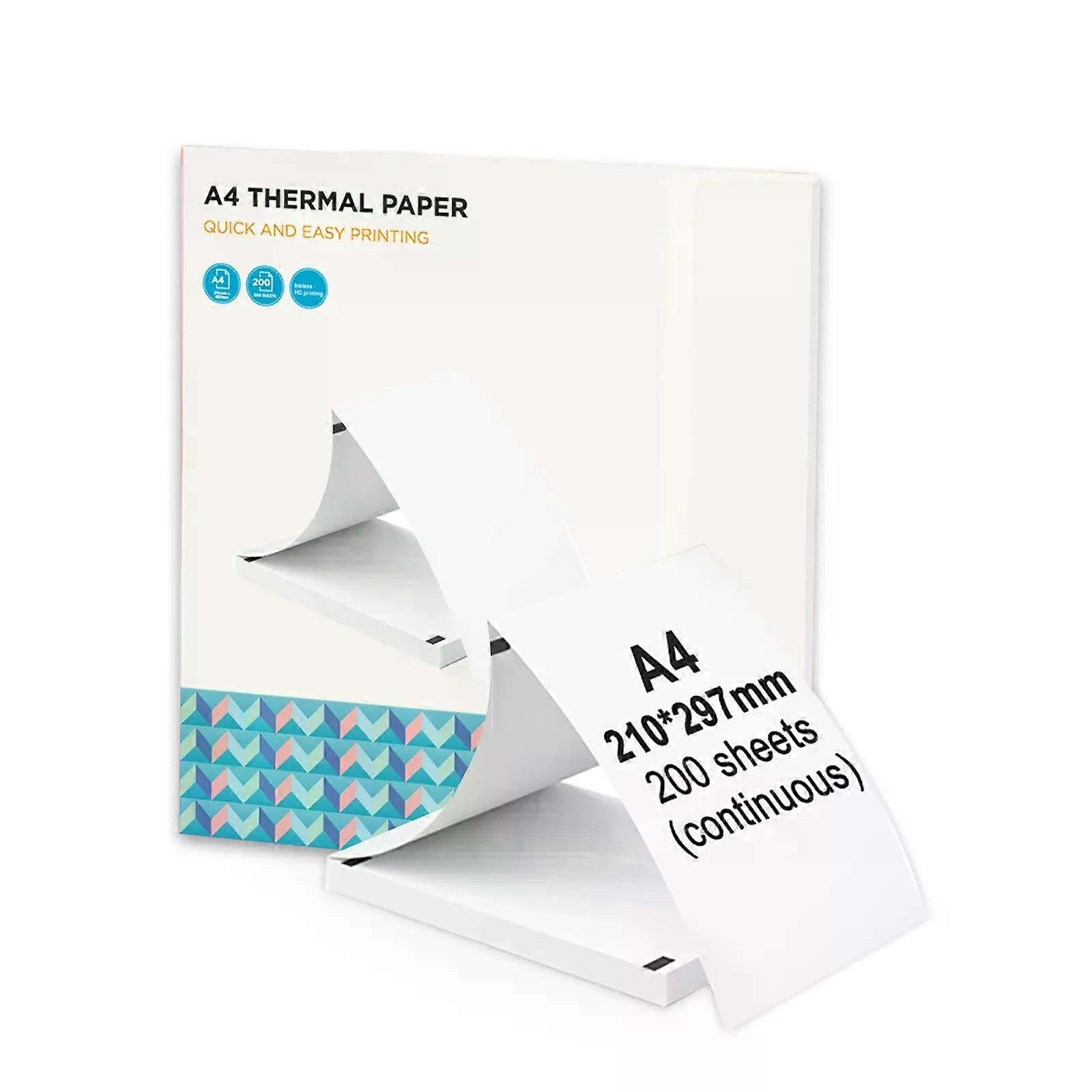 A4 Thermal Paper 200 Sheet Fanfold Printing Paper for Thermal Printer L81/A81/ A80 Compatible with PeriPage A40 210x297mm(