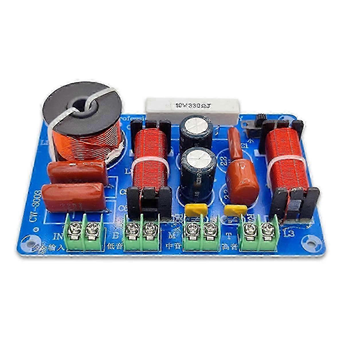 3-Way Audio Speaker Crossover Module with 250W Power and Frequency Divider Filter for Medium Bass Hifi Sound