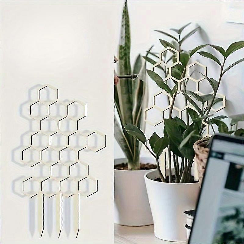 1pc Honeycomb Wooden Plant Trellises - Garden Pot Support Frames with Mesh Climbing Net