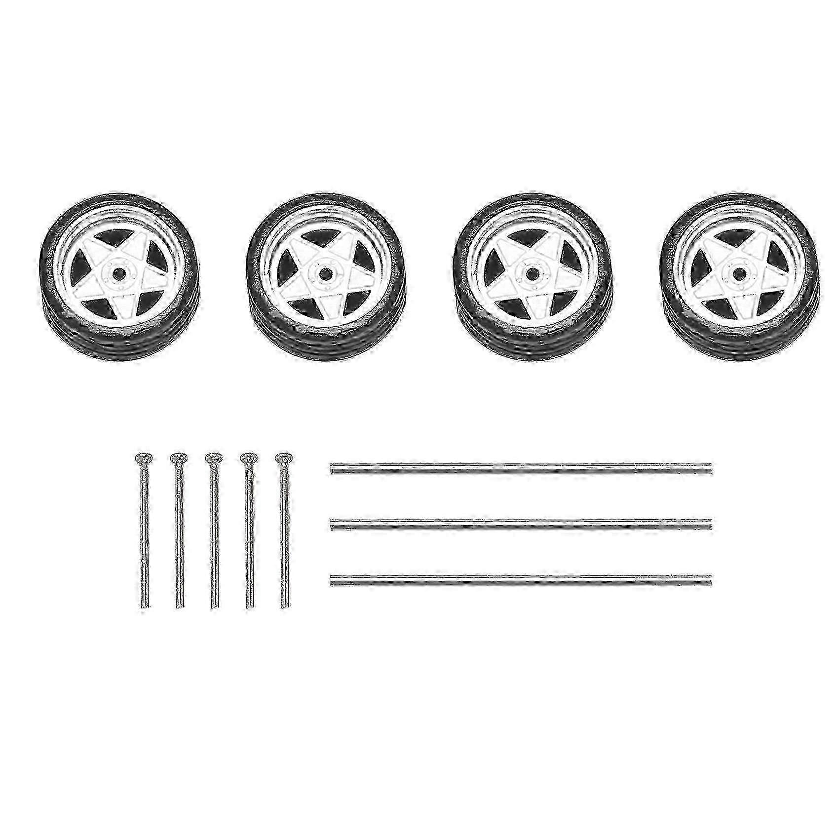 4pcs 1/64 Scale Alloy Model Car Tires and Wheels Suitable for General J6 Design