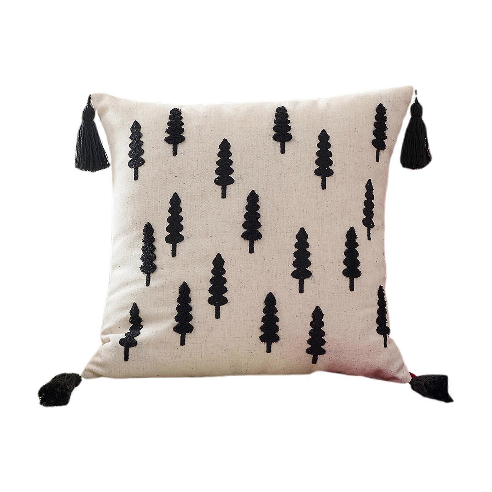 Christmas Tree Pattern Pillow Cover With Towel Stitching Natural Fiber Bedding Accent For Daily Use  45CM