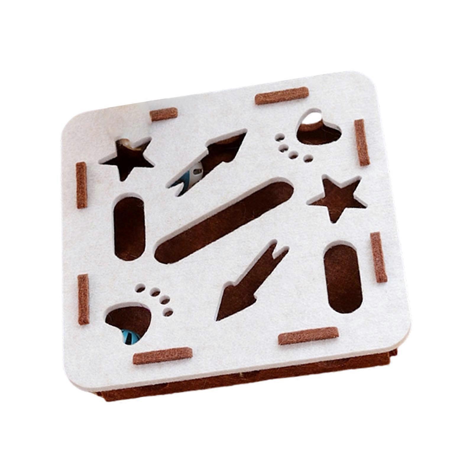 Felt Cats Activity Box Interactive Maze Design Chew Proof Structure Includes 2 Bells Ball For Curious Kittens  White