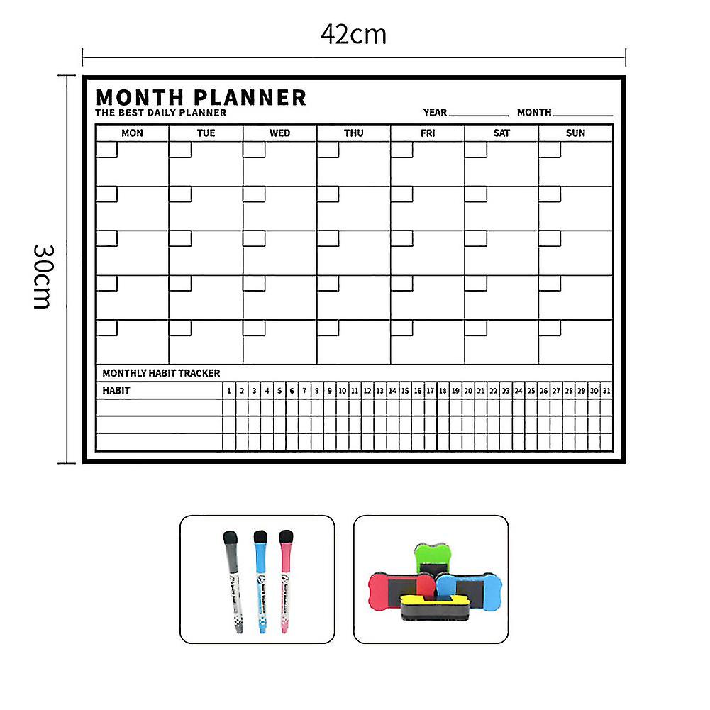 المغناطيسي مسح لوحة الرسائل شهر الأسبوع مخطط التقويم ملصق الطباشير