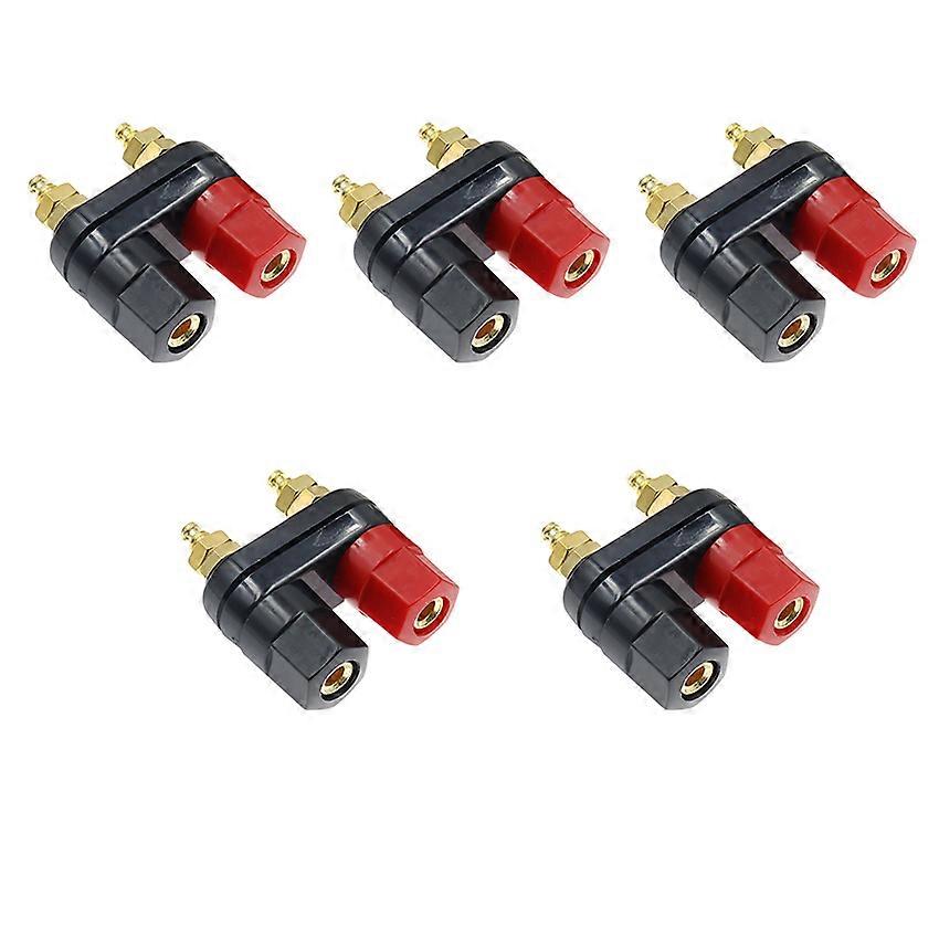 4mm Banana Plug Terminal Dual-Position Speaker Amplifier Terminal Block Red and Black Dual Hex Connectors (5PCS Double Hex)