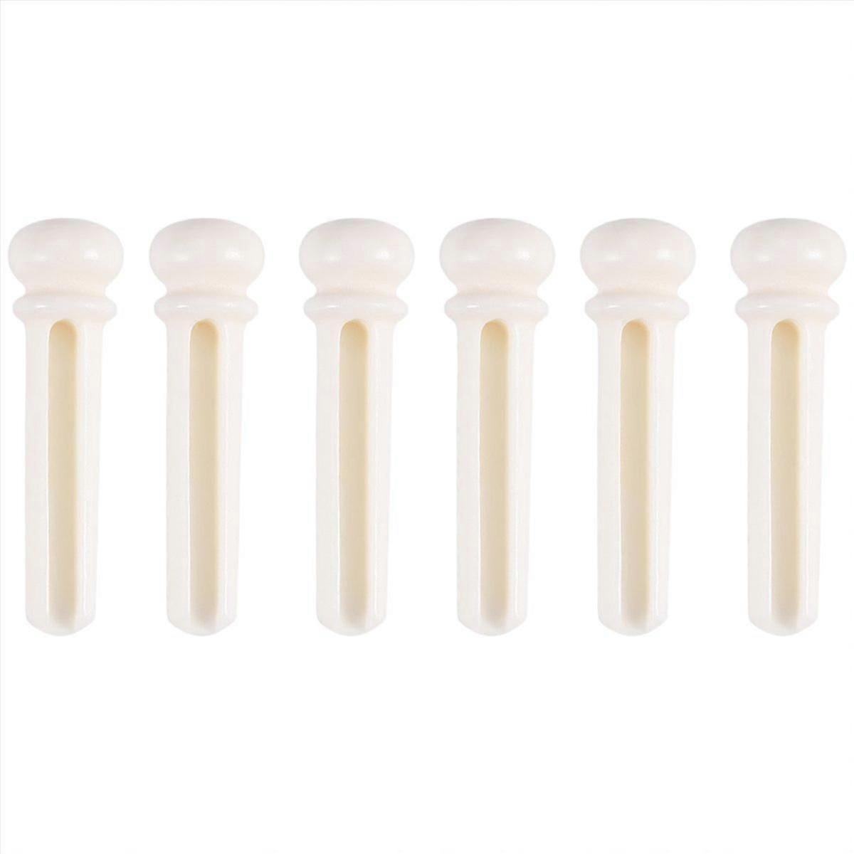 6 Stück Akustikgitarren-Stegstifte aus echtem Knochenmaterial mit Perlmuschelpunkt