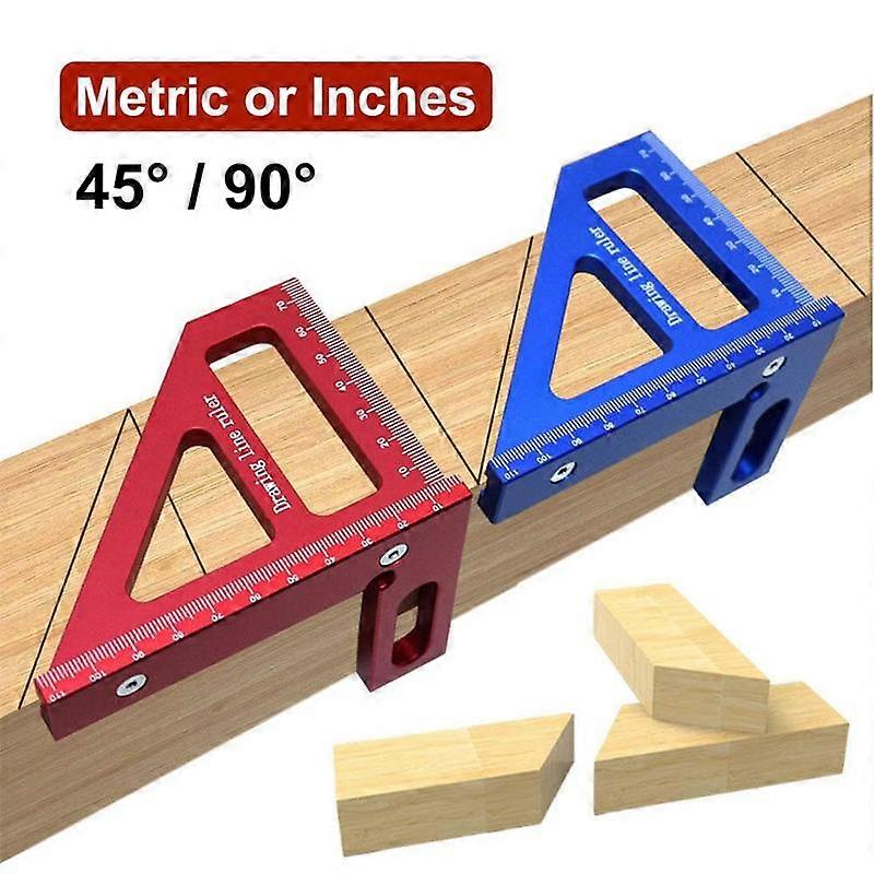 Aluminum Alloy Woodworking Square Protractor, 1 Count 45��/90�� Layout Measuring Ruler, Multi Angle 45/90 Degree Layout Measuring Ruler