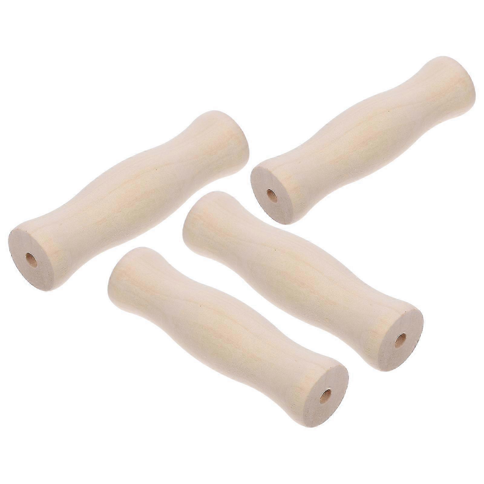 BBQ Tool Handle Replacement 4Pcs Wooden Ergonomic Grip 11X2.7X2.7CM