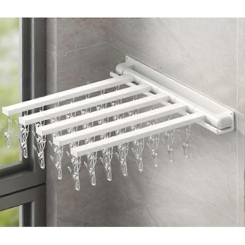 Folding Clothes Drying Rack,Balcony Wall-Mounted Sock Hanger,Space-Saver