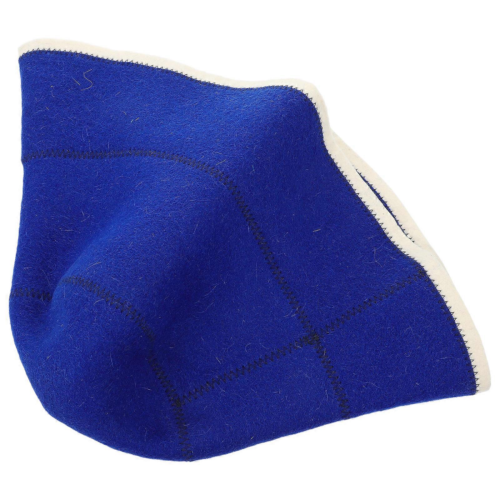 Comfortable Blue Wool Sauna Hat for Moisture Control Reusable Bath Hat