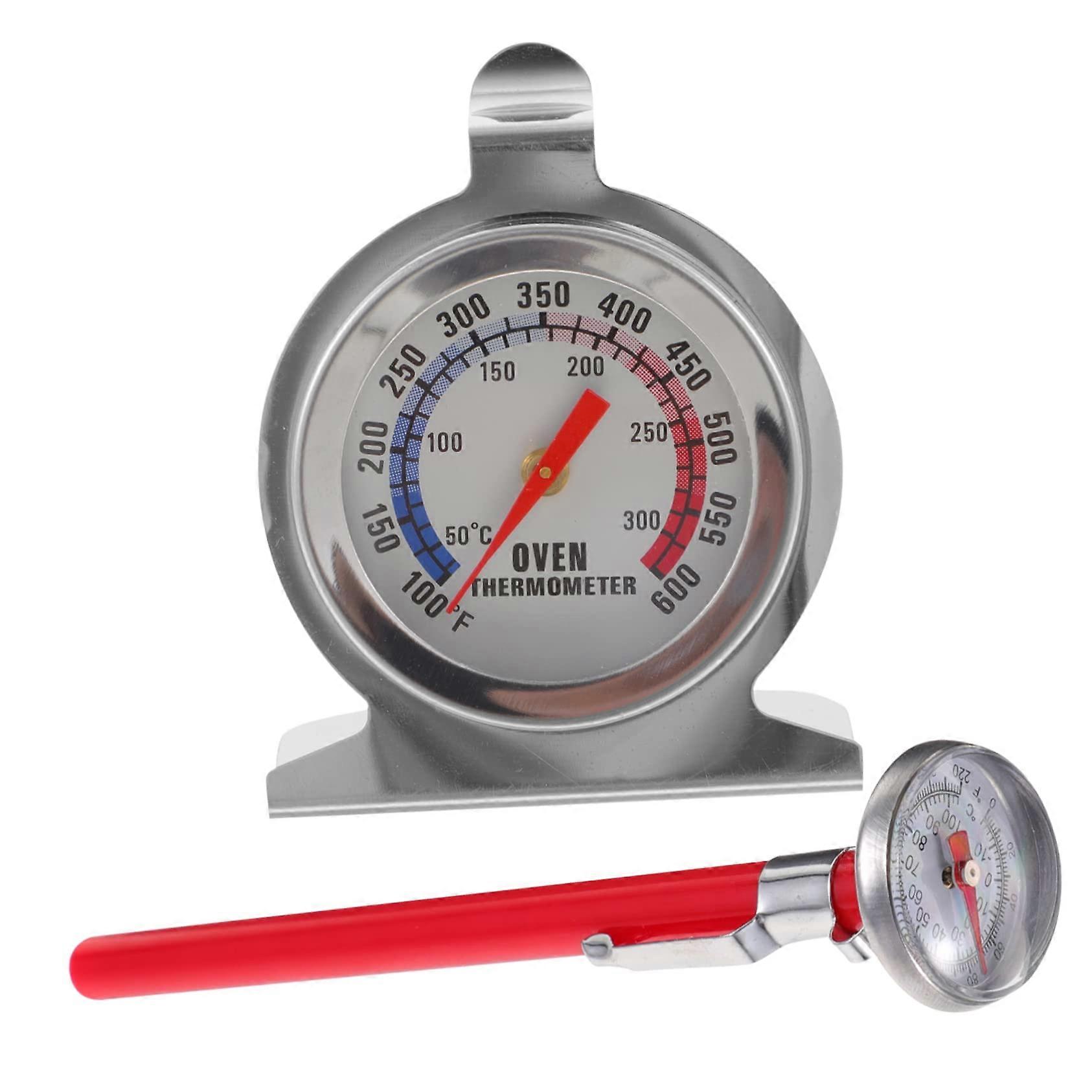 2pcs BBQ Thermometer and Oven Thermometer with EasytoRead Dial, Durable Metal for Cooking Grilling