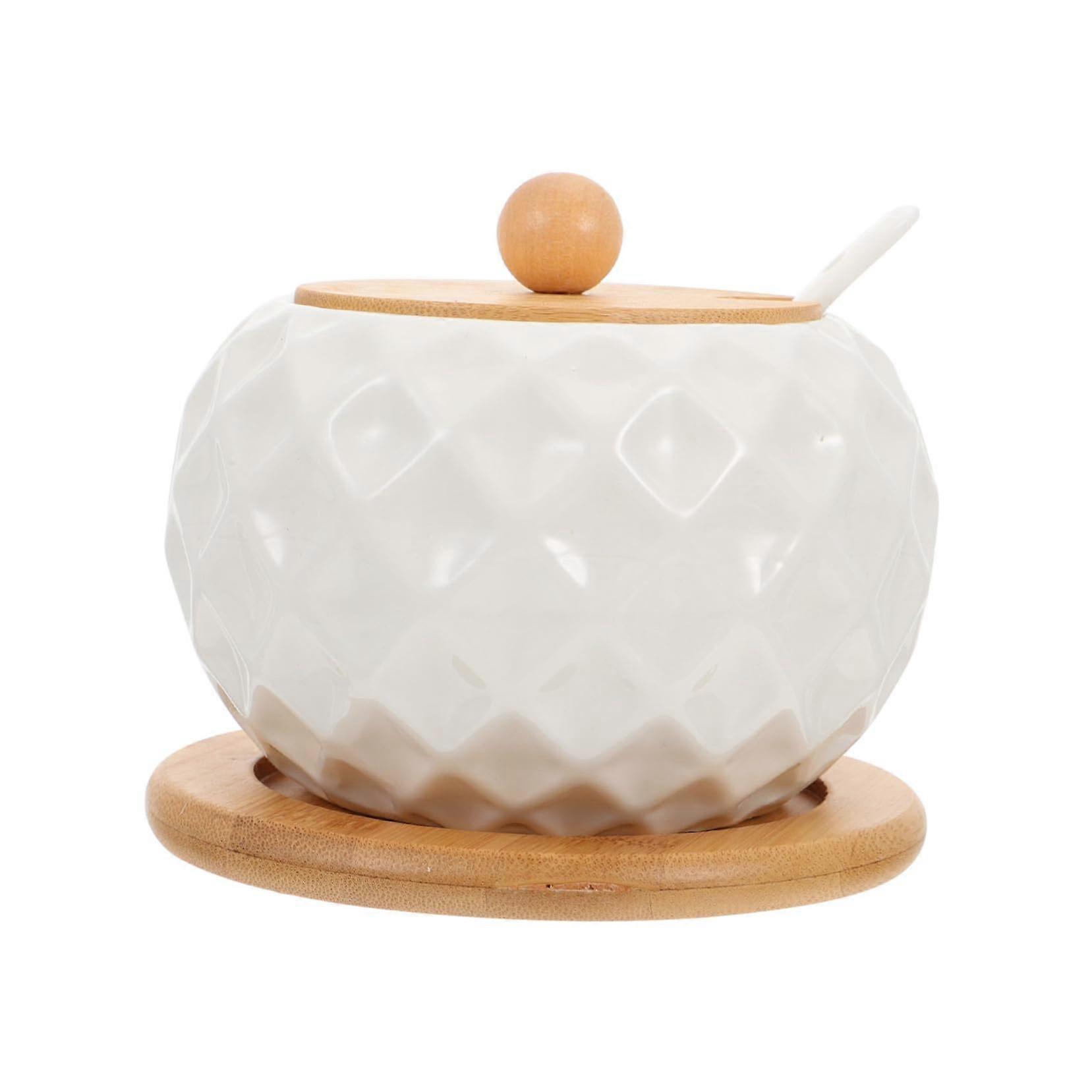 Ceramic Spice Jar Set with Lids, MoistureProof Kitchen Condiment Containers for Salt Sugar Pepper