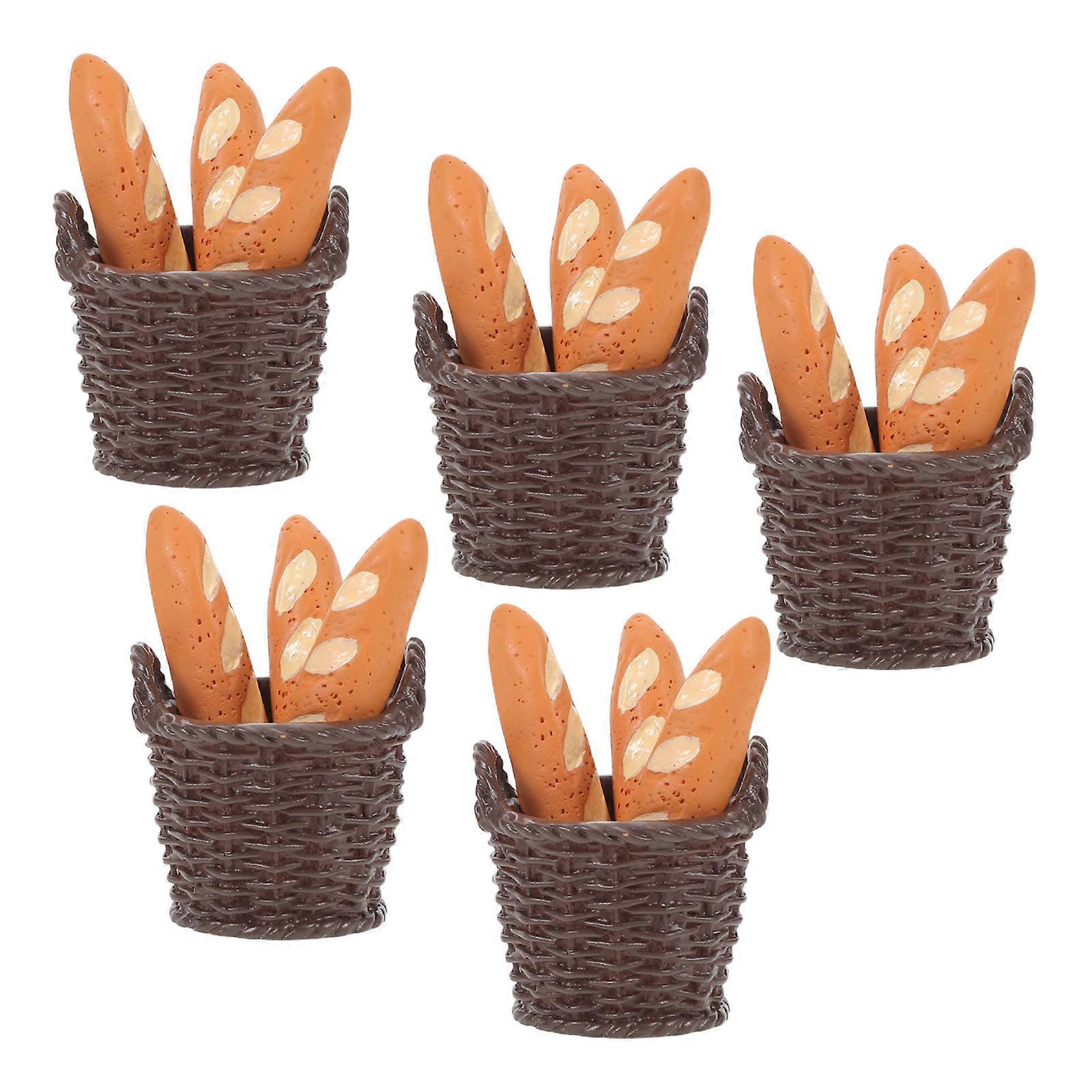Micro Model Miniature Bread Basket for Dollhouse 5Set Dollhouse Accessories