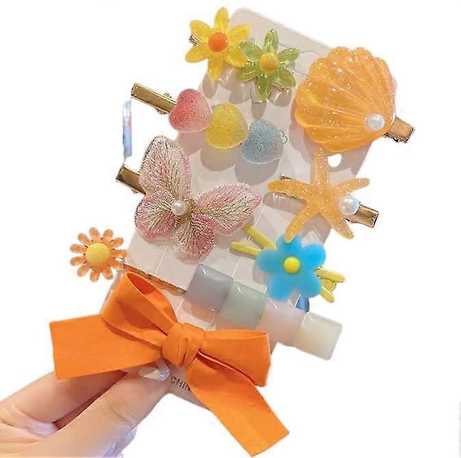 Hair Clips Set with Butterfly and Seashell Design, Floral Bow Accent, Secure AllDay Hold for Women