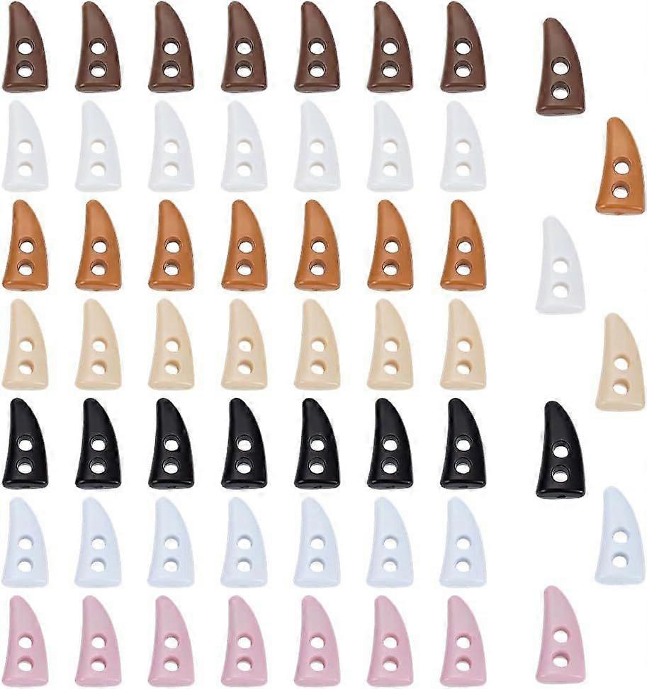 56 Pcs Mini Resin Horn Buttons 7 Colors 15x7.5mm 2-Hole Tiny Sewing Horn Toggle Buttons Perfect for DIY Mini Clothes Crafting and Miniature Projects f