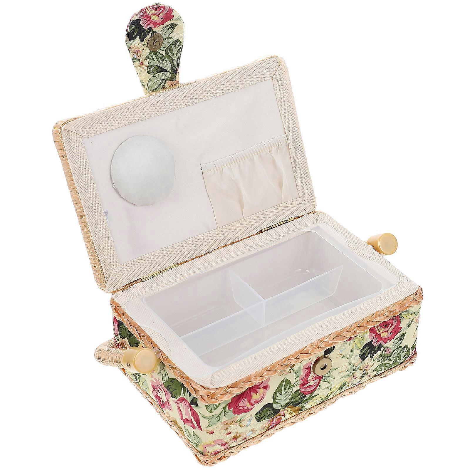 Needlework Storage Basket for Storage Use Woven Needlework Basket with Cover