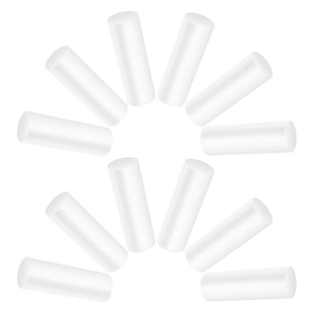 White Polystyrene Craft Cylinders Foam Tubes for Modeling 12Pcs Crafts