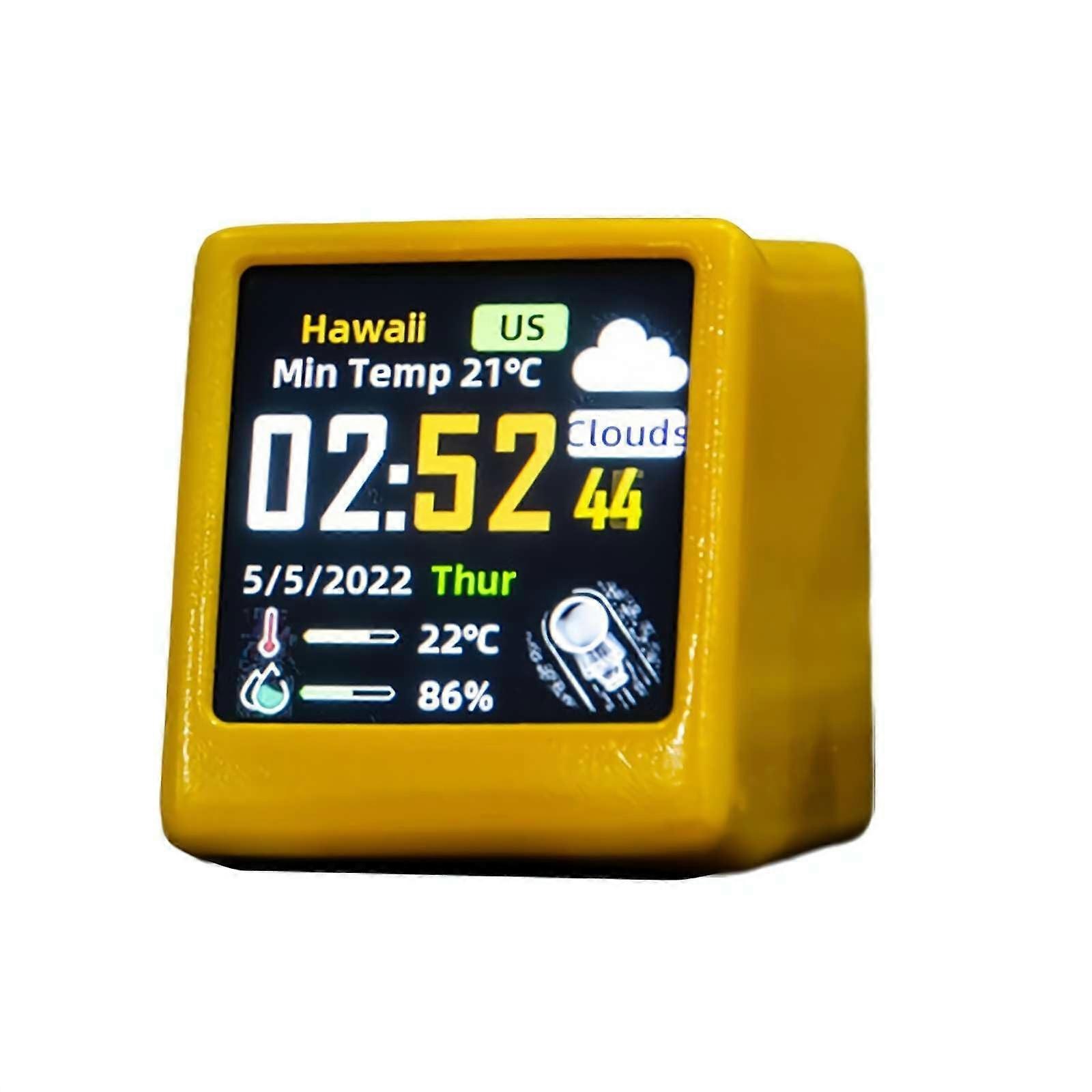 Weather Clock with RealTime Updates, Animated Digital Desk Clock, Temperature and Humidity Display