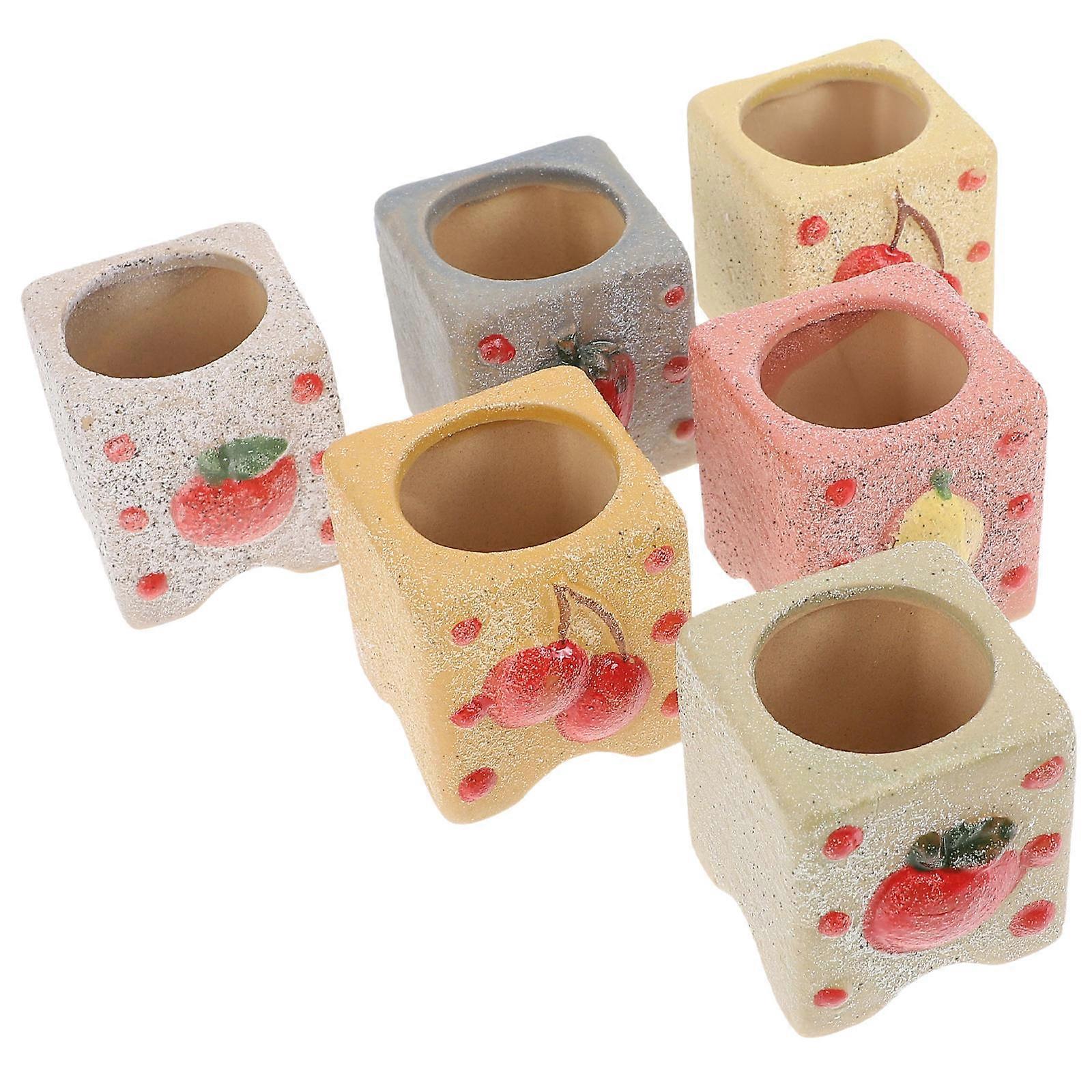 Artistic Ceramic Flowerpot Succulent Planter for Decor 6Pcs