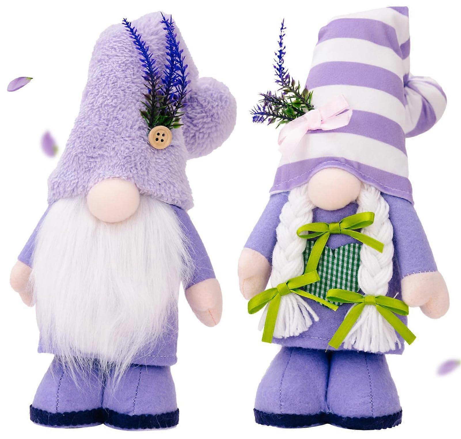 2PCS Handmade Plush Gnome Decor Good Luck Charm for Home Office Summer Spring Tiered Tray Display