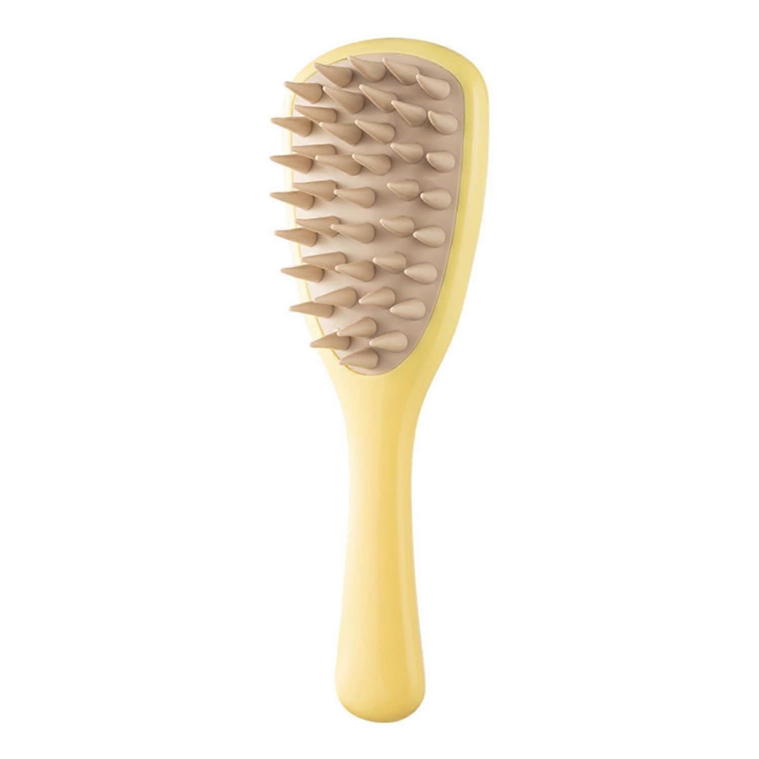 Scalp Massager Silicone Long Handle Brush for Hair Growth and Gentle Exfoliation Wet Dry Use Yellow