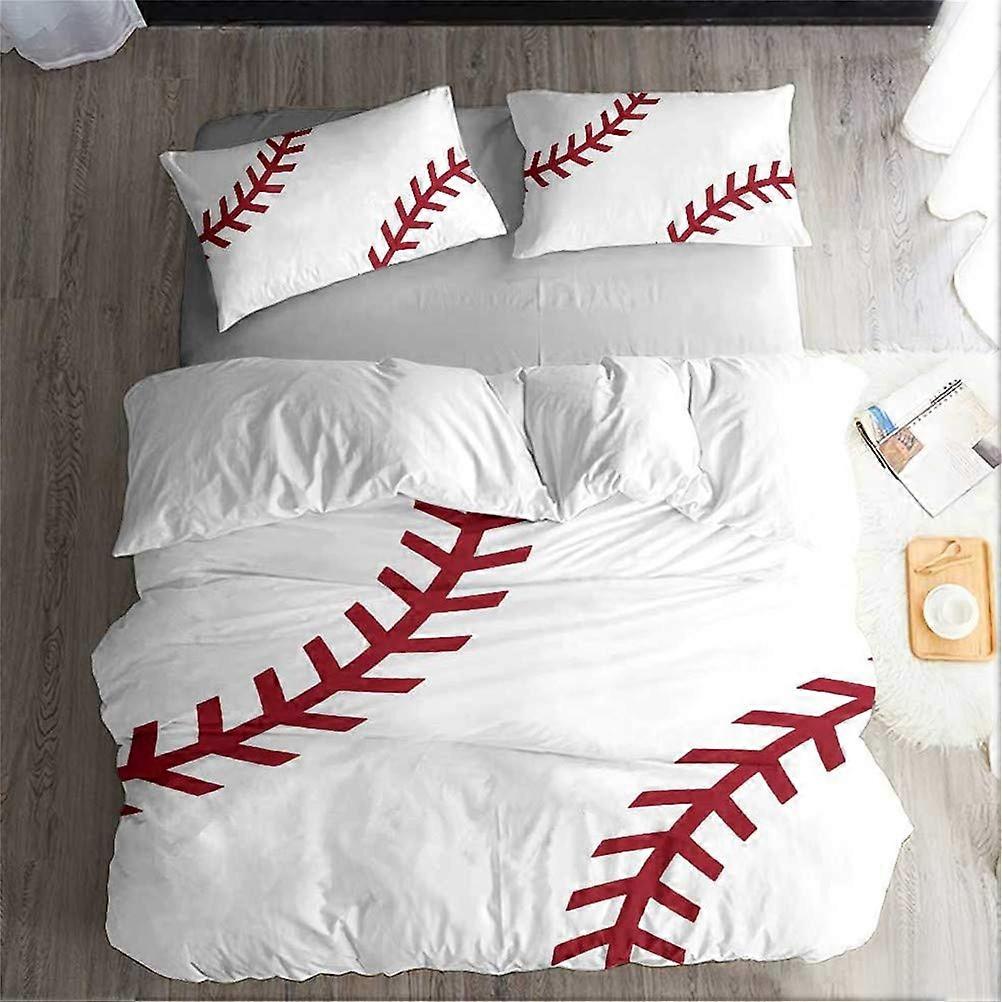 Baseball Print Duvet Cover Set Full Size with Pillowcases Soft Breathable Fade Resistant Fabric