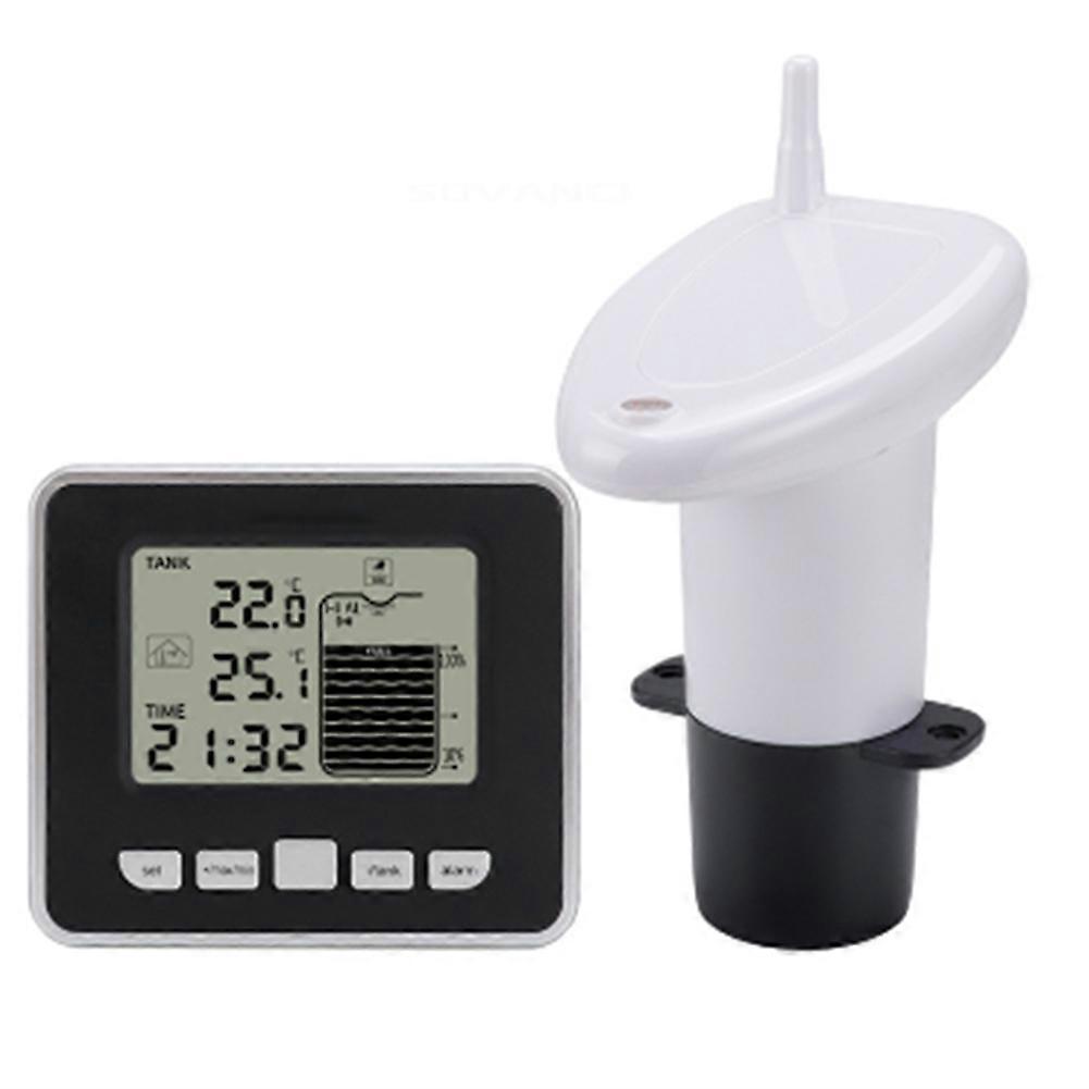 Wireless Ultrasonic Water Tank Liquid Level Meter with Temperature Sensor Water Level Time Display Low Battery Indicator